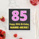 Serviette En Papier 85ème anniversaire : Pink Stripes and Hearts "85"  (En situation)