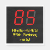 Serviette En Papier 85ème anniversaire : Rouge Digital Clock Style "85 (Devant)