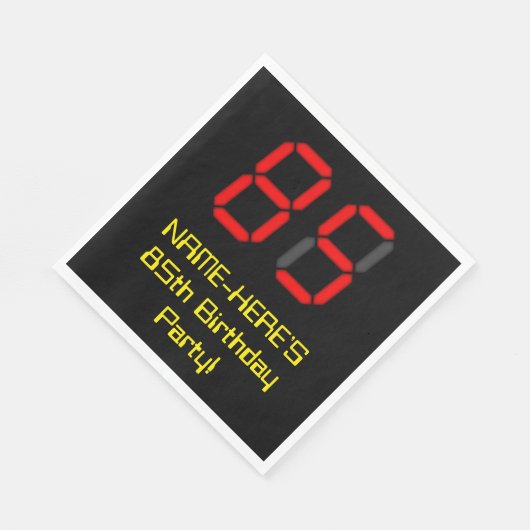 Serviette En Papier 85ème anniversaire : Rouge Digital Clock Style "85 (Coin)