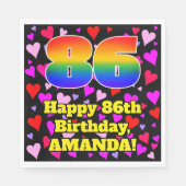 Serviette En Papier 86e anniversaire : Amour Hearts Motif, Arc en ciel (Devant)