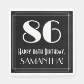 Serviette En Papier 86e anniversaire ~ Art Déco Inspiré Look "86", Nom (Devant)