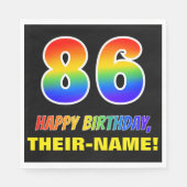 Serviette En Papier 86e anniversaire : Bold, amusant, simple, arc-en-c (Devant)