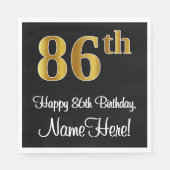 Serviette En Papier 86e anniversaire ~ Elégant Luxueux Faux Gold Look  (Devant)