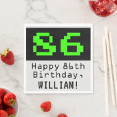 Serviette En Papier 86e anniversaire - Nerdy / Geeky Style "86" & Nom (En situation)