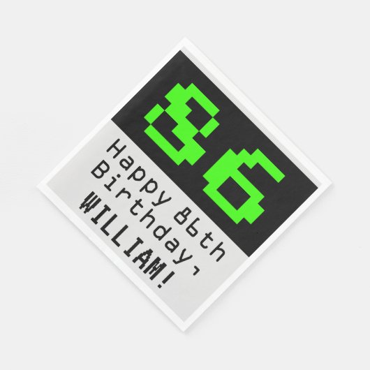 Serviette En Papier 86e anniversaire - Nerdy / Geeky Style "86" & Nom (Coin)