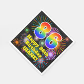 Serviette En Papier 86ème anniversaire : Fun Fireworks Motif + Rainbow (Coin)