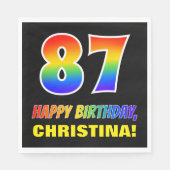 Serviette En Papier 87e anniversaire : Bold, amusant, simple, arc-en-c (Devant)