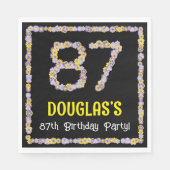 Serviette En Papier 87e anniversaire : Floral Flowers Numéro, Nom pers (Devant)
