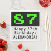 Serviette En Papier 87e anniversaire - Nerdy / Geeky Style "87" & Nom (En situation)