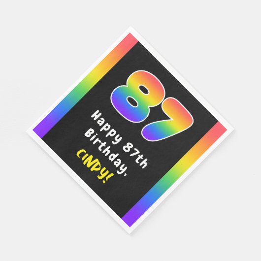 Serviette En Papier 87e anniversaire : Rainbow Spectrum # 87, Nom pers (Coin)