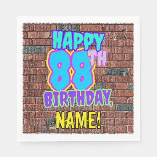 Serviette En Papier 88e anniversaire ~ Amusant, Graffiti urbain inspir (Devant)