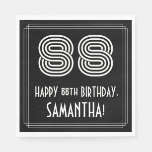 Serviette En Papier 88e anniversaire : Apparence Art Déco "88" + Nom