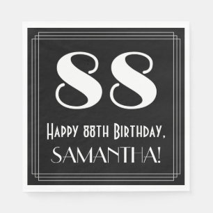 Serviette En Papier 88e anniversaire ~ Art Déco Inspiré "88", Nom