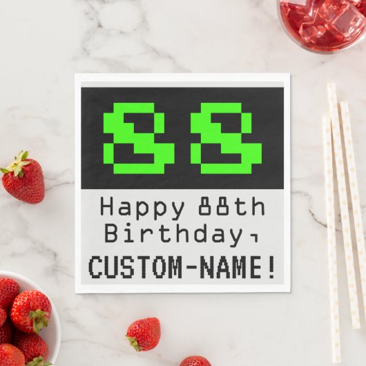 Serviette En Papier 88e anniversaire - Nerdy / Geeky Style "88" & Nom (En situation)