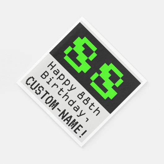 Serviette En Papier 88e anniversaire - Nerdy / Geeky Style "88" & Nom (Coin)