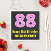 Serviette En Papier 88e anniversaire : Pink Stripes and Hearts "88" + (En situation)