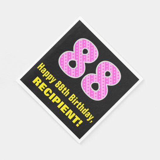 Serviette En Papier 88e anniversaire : Pink Stripes and Hearts "88" + (Coin)