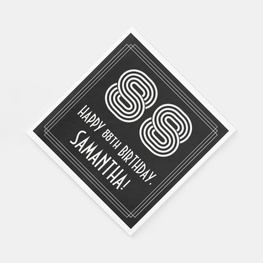 Serviette En Papier 88ème anniversaire : Art Déco Inspiré Look "88" +  (Coin)