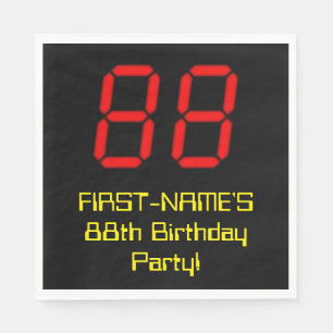 Serviette En Papier 88ème anniversaire : Rouge Digital Clock Style "88