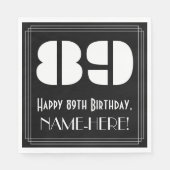 Serviette En Papier 89e anniversaire : Art Déco Inspiré Look "89" + No (Devant)