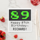 Serviette En Papier 89e anniversaire - Nerdy / Geeky Style "89" & Nom (En situation)