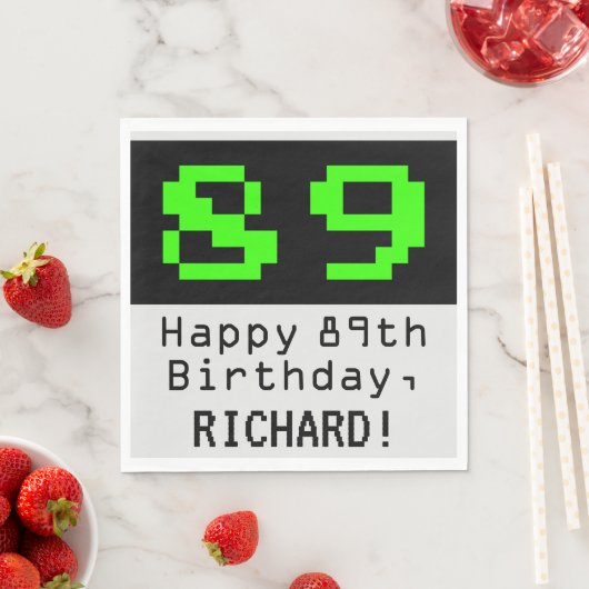 Serviette En Papier 89e anniversaire - Nerdy / Geeky Style "89" & Nom (En situation)