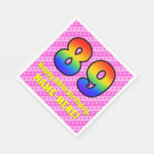 Serviette En Papier 89e anniversaire : Pink Stripes & Hearts, Arc en c (Coin)