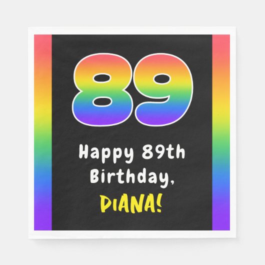 Serviette En Papier 89e anniversaire : Rainbow Spectrum # 89, Nom pers (Devant)