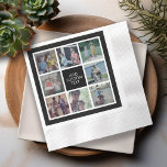 Serviette En Papier 8 Collage photo - noir blanc - texte personnalisé<br><div class="desc">Ajoutez le texte Joyeux Anniversaire - ou le nom de la personne au milieu. Vous pouvez utiliser des photos Instagram pour cette conception. Utilisez 8 photos carrés pour créer un cadeau unique et personnel. Si vous avez besoin d'ajuster les images,  cliquez sur l'outil personnaliser pour apporter des modifications.</div>