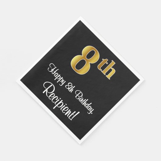 Serviette En Papier 8e anniversaire ~ Elégant luxe Faux Gold Look # (Coin)