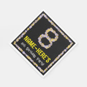 Serviette En Papier 8e anniversaire : Floral Flowers Numéro, Nom perso (Coin)