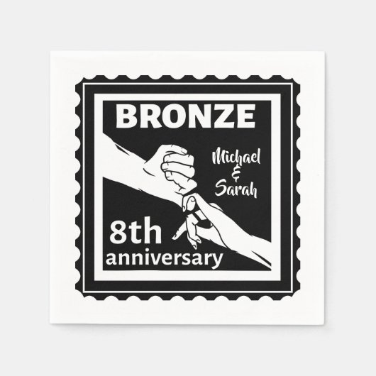 Serviette En Papier 8e anniversaire mariage cadeau traditionnel bronze (Devant)