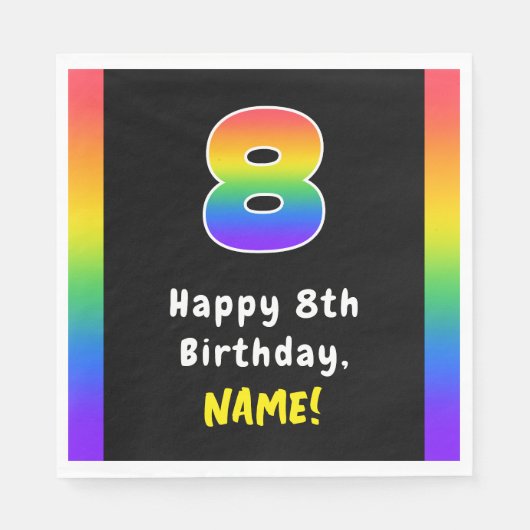 Serviette En Papier 8e anniversaire : Spectre arc-en-ciel # 8, Nom per (Devant)