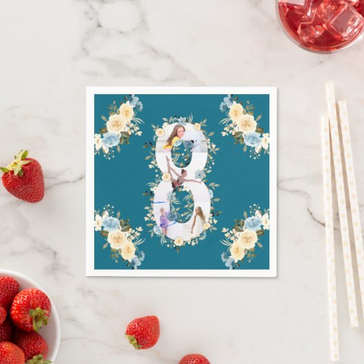 Serviette En Papier 8e anniversaire Turquoise photo Collage Blue Jello (En situation)