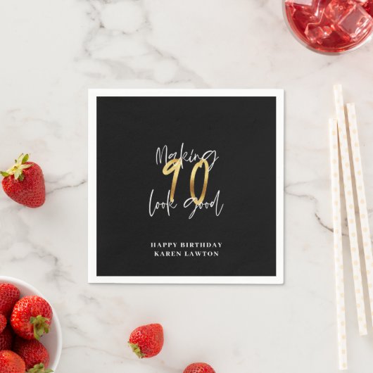 Serviette En Papier 90 ans en or (En situation)