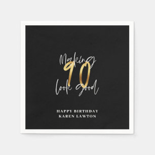 Serviette En Papier 90 ans en or