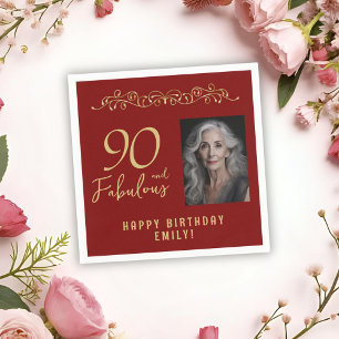 Serviette En Papier 90 et fabuleux ornement d'or 90e anniversaire Phot