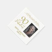 Serviette En Papier 90 et fabuleux ornement d'or 90e anniversaire Phot (Coin)