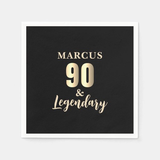 Serviette En Papier 90 & Legendary Gold 90th Birthday Party (Devant)