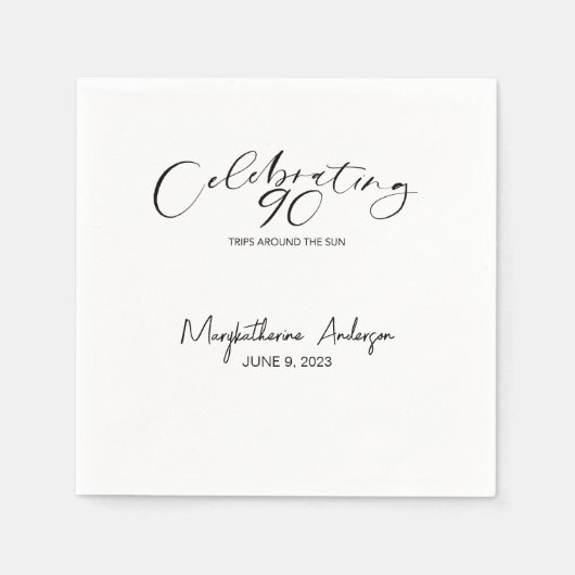 Serviette En Papier 90 Voyages autour du soleil Anniversaire (Devant)