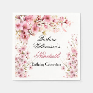 Serviette En Papier 90E Année Anniversaire Peint Floral