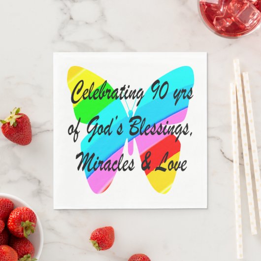SERVIETTE EN PAPIER 90E ANNIVERSAIRE (En situation)
