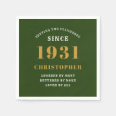 Serviette En Papier 90e Anniversaire 1931 Or Vert pour lui Personnalis (Devant)