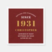 Serviette En Papier 90e Anniversaire 1931 Rouge Or pour lui Personnali (Devant)