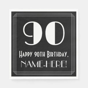 Serviette En Papier 90e anniversaire ~ Art Déco Inspiré Look "90", N