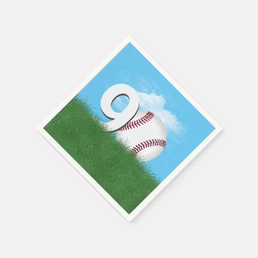 Serviette En Papier 90e Anniversaire Baseball En Herbe Verte (Coin)