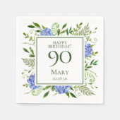Serviette En Papier 90e anniversaire Blue Hydrangeas (Devant)