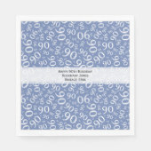 Serviette En Papier 90e anniversaire Cool Numéro Motif Bleu/Blanc (Devant)