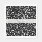 Serviette En Papier 90e anniversaire Cool Numéro Motif noir/blanc (Devant)