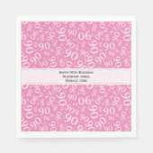 Serviette En Papier 90e anniversaire Cool Numéro Motif rose/blanc (Devant)